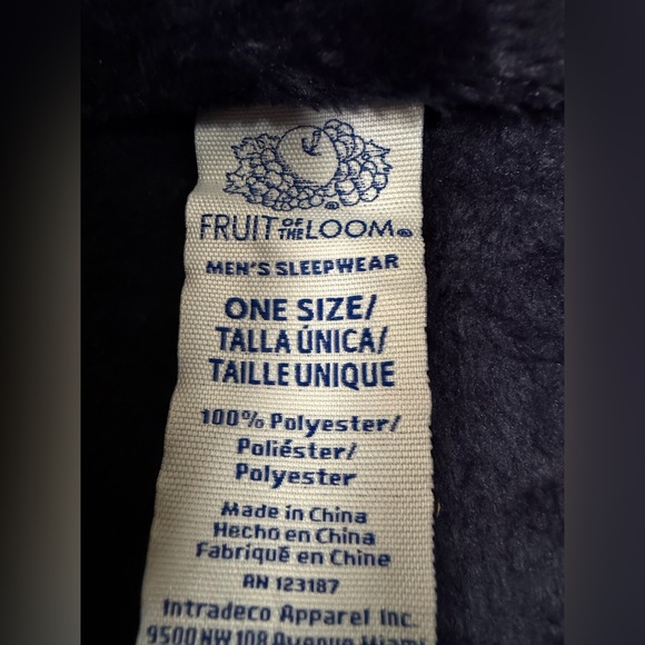 Plush Navy Fruit of the Loom Men's Robe - Picture 3 of 3